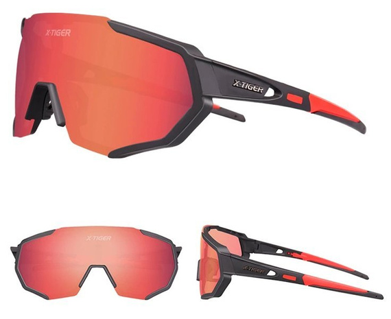 OKULARY SPORTOWE UV-400 | +5 SZKIEŁ /  RED-BLACK