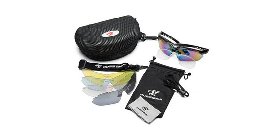 OKULARY SPORTOWE ROBESBON UV400+5 SZKIEŁ | KOLOR CZARNY