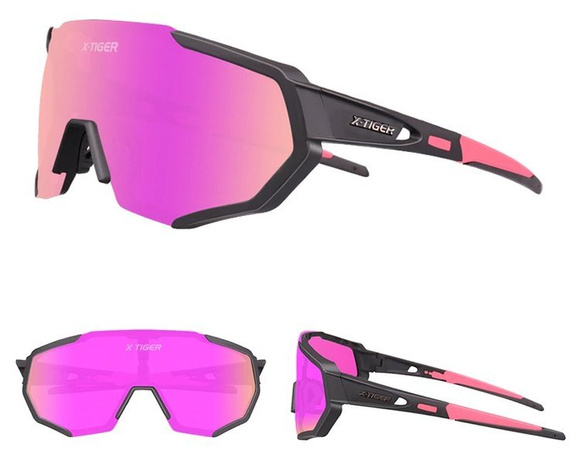 OKULARY SPORTOWE UV-400 | +5 SZKIEŁ /  PINK-BLACK