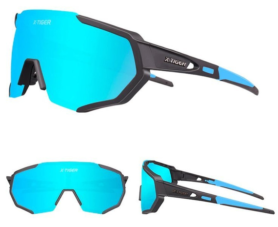 OKULARY SPORTOWE UV-400 | +5 SZKIEŁ /  BLUE-BLACK